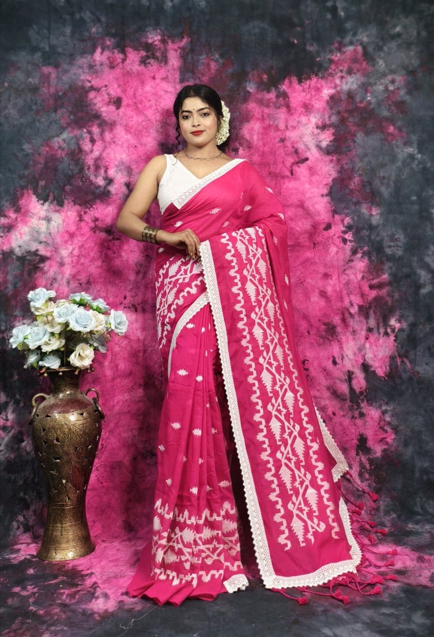 Poetry in Pleats saree, worn by a model
